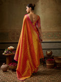 ORANGE Kanchivaram Silk Saree With Blouse Piece