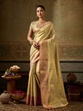 GOLDEN Kanchivaram Silk Saree With Blouse Piece
