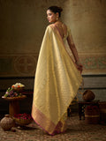 GOLDEN Kanchivaram Silk Saree With Blouse Piece