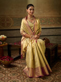GOLDEN Kanchivaram Silk Saree With Blouse Piece
