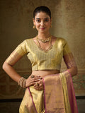 GOLDEN Kanchivaram Silk Saree With Blouse Piece