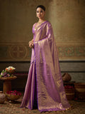 LAVENDER Kanchivaram Silk Saree With Blouse Piece