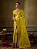 MUSTRD Kanchivaram Silk Saree With Blouse Piece