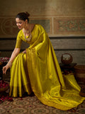 MUSTRD Kanchivaram Silk Saree With Blouse Piece