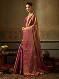 WINE Kanchivaram Silk Saree With Blouse Piece