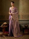 Purple Kanchivaram Silk Saree With Blouse Piece