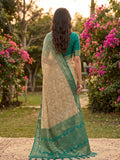 Chiku With RAMA GREEN COTTON Saree With Blouse Piece