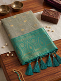 Chiku With Rama Cotton Saree With Blouse Piece