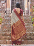 Chiku With Red Cotton Saree With Blouse Piece