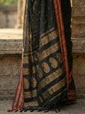 Black Soft Silk Saree With Blouse Piece