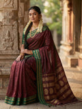 Maroon Soft Silk Saree With Blouse Piece