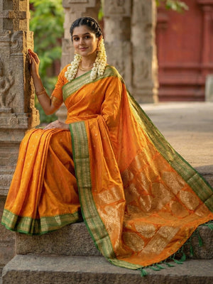 Mustrad Soft Silk Saree With Blouse Piece