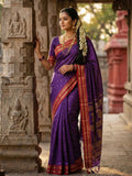 Purple Soft Silk Saree With Violet Blouse Piece