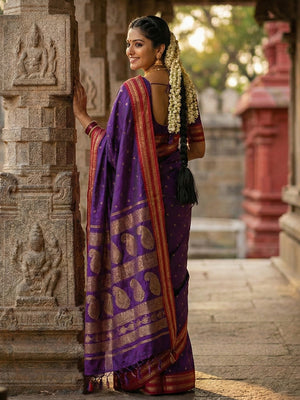 Violet Soft Silk Saree With Blouse Piece