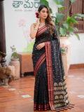 Black Soft Silk Saree With Blouse Piece