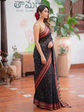 Black Soft Silk Saree With Blouse Piece