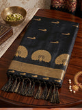 Black Soft Silk Saree With Blouse Piece
