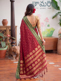 Maroon Soft Silk Saree With Blouse Piece