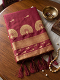 Maroon Soft Silk Saree With Blouse Piece