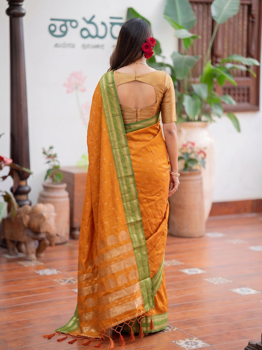 Yellow Soft Silk Saree With Blouse Piece
