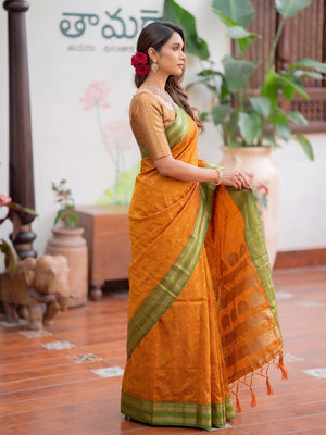 Yellow Soft Silk Saree With Blouse Piece