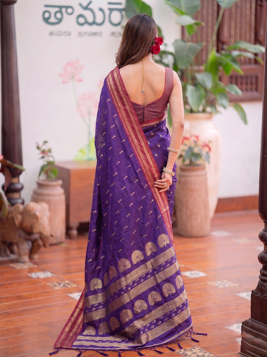 Purple Soft Silk Saree With Blouse Piece