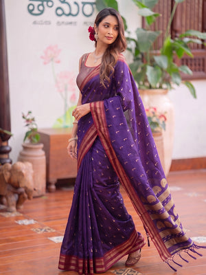Purple Soft Silk Saree With Blouse Piece