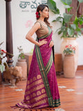Dark Pink Soft Silk Saree With Blouse Piece