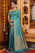 Teal Green Silk Saree