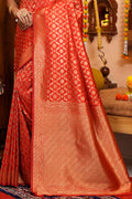Sunset Orange Silk Saree
