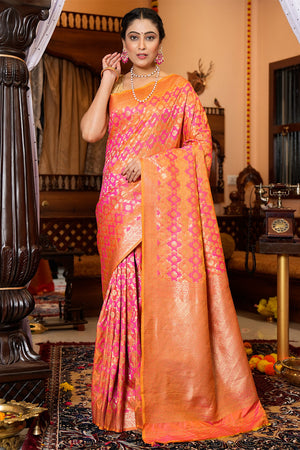 Thulian Pink Silk Saree