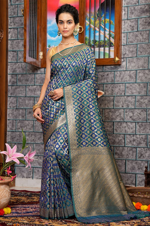 Denim Blue Silk Saree