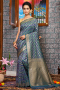 Denim Blue Silk Saree