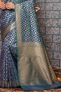 Denim Blue Silk Saree