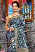 Denim Blue Silk Saree