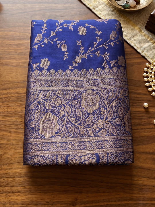 Blue Art Silk Saree With Blouse Piece