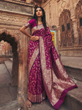 Wine Art Silk Saree With Blouse Piece