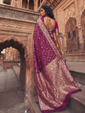 Wine Art Silk Saree With Blouse Piece