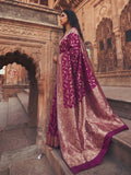Wine Art Silk Saree With Blouse Piece