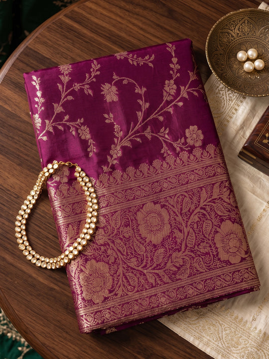 Wine Art Silk Saree With Blouse Piece