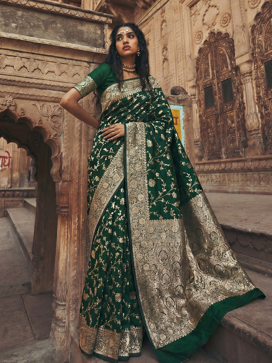 Green Art Silk Saree With Blouse Piece
