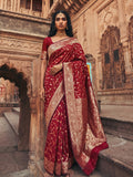 Red Art Silk Saree With Blouse Piece
