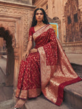 Red Art Silk Saree With Blouse Piece