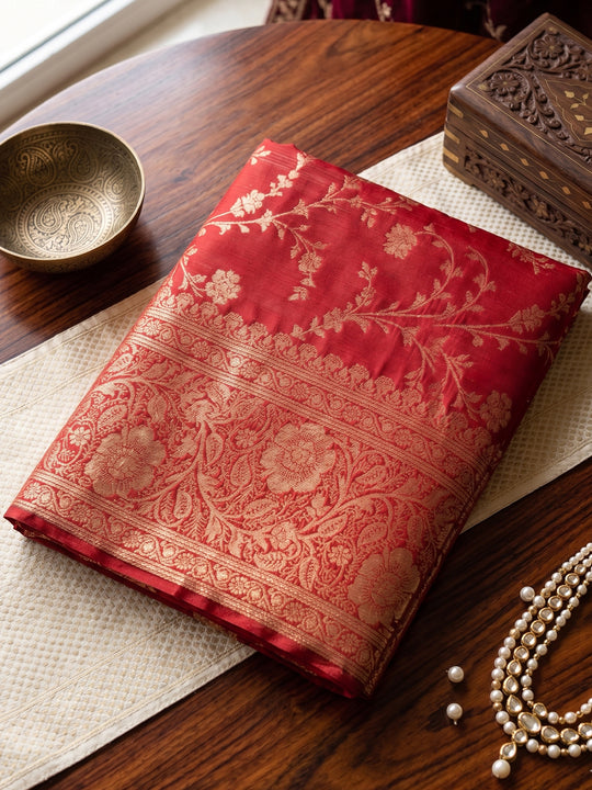 Red Art Silk Saree With Blouse Piece
