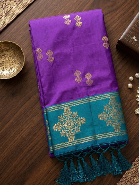 Violet Soft Silk Saree With Blouse Piece