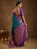 Teal Green Soft Silk Saree With Blouse Piece