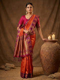 Orange Soft Silk Saree With Blouse Piece