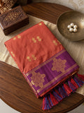 Orange Soft Silk Saree With Blouse Piece