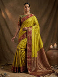 Mustrd Soft Silk Saree With Blouse Piece