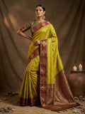 Mustrd Soft Silk Saree With Blouse Piece